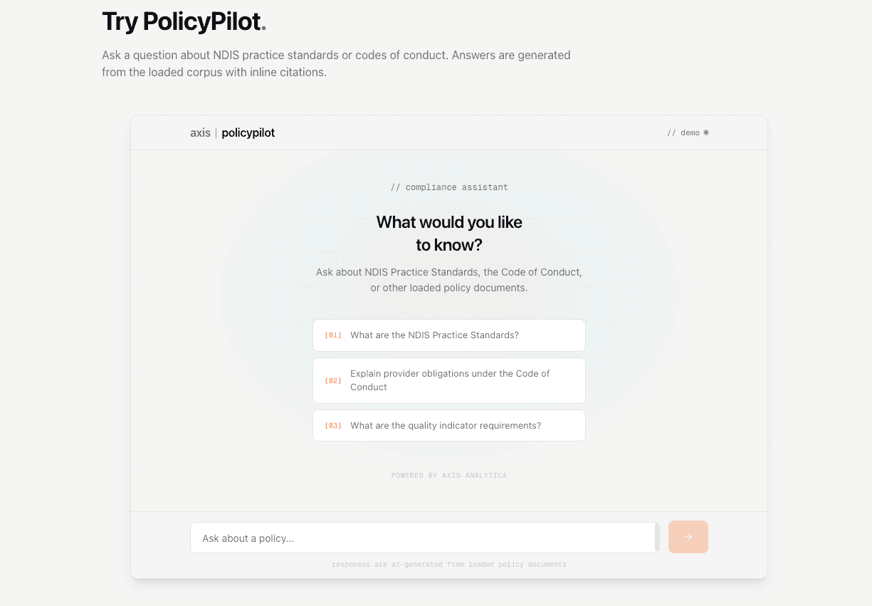 Policy Pilot interface