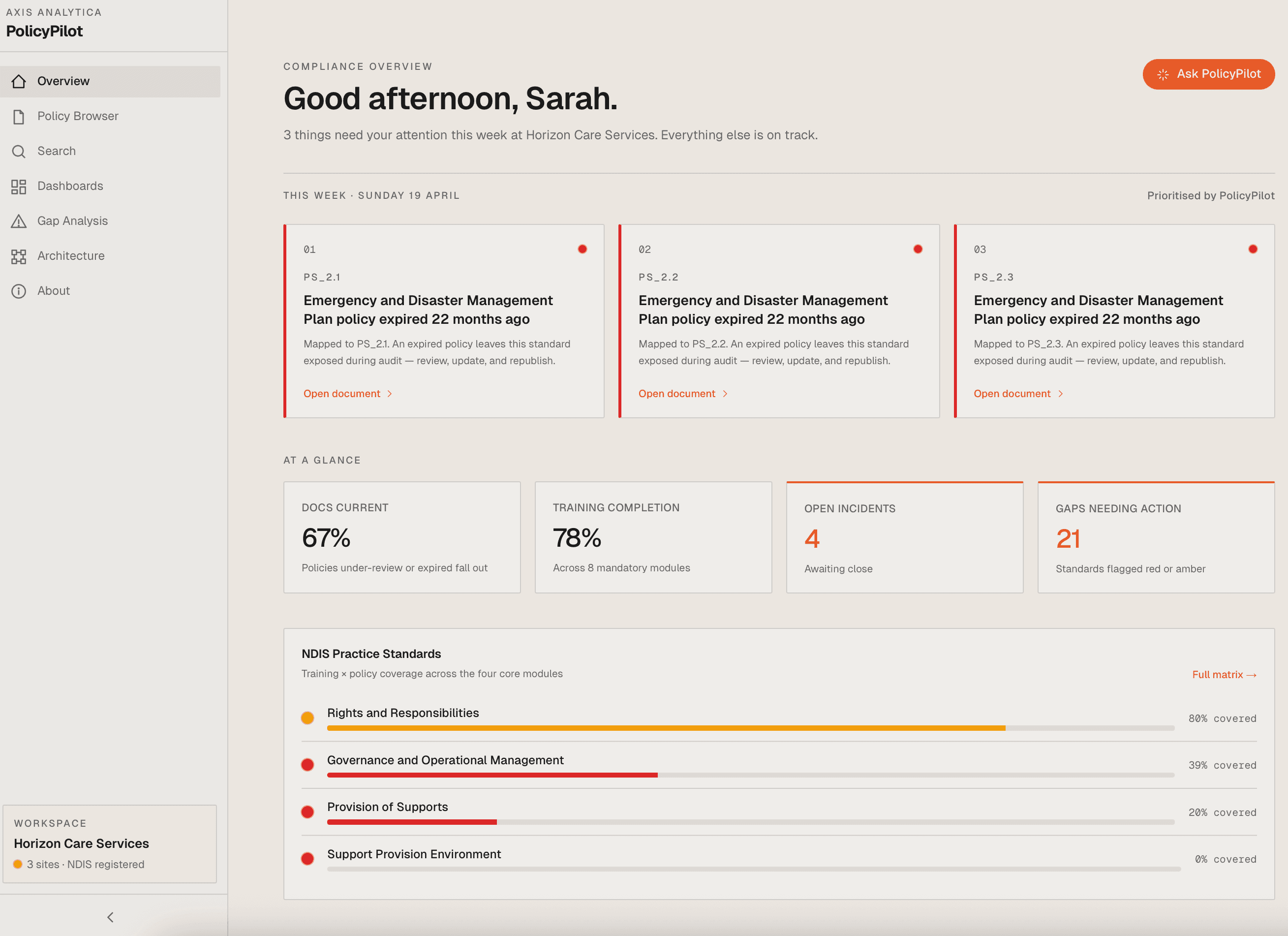 PolicyPilot interface
